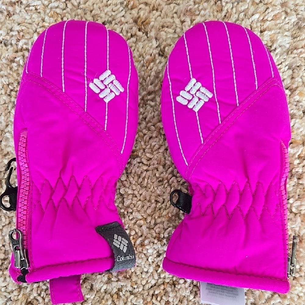 Columbia Pink Quilted Baby Mittens for Winter, Like New